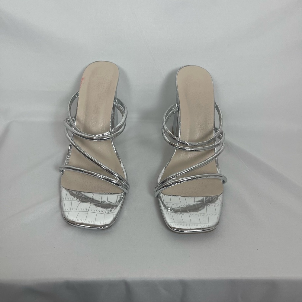 Stylish Silver Strappy Heels  No Brand Size 41